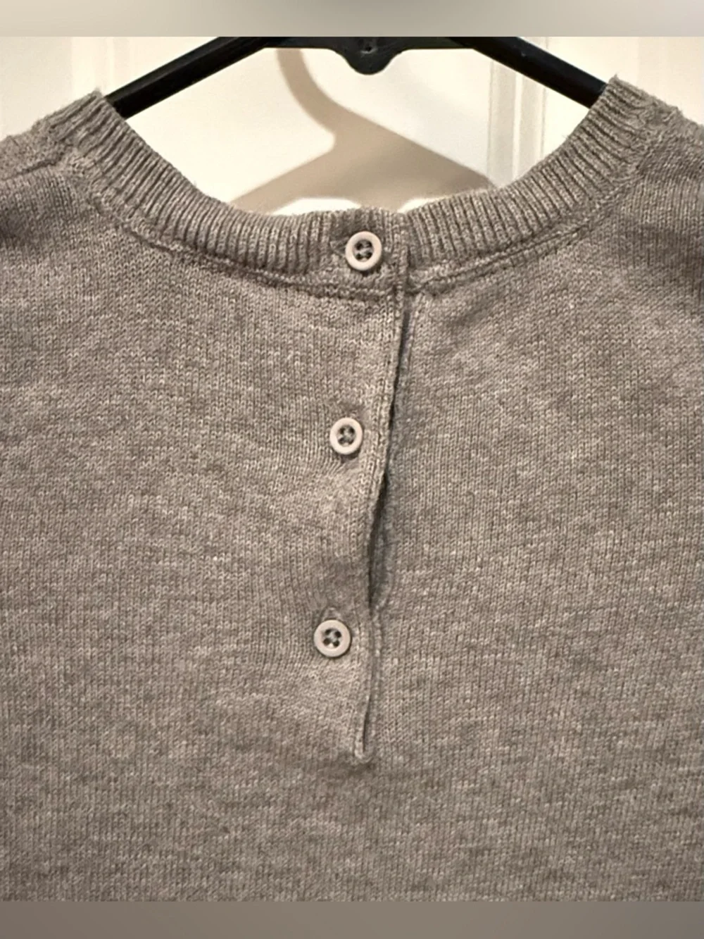 Girls' Gray Long-Sleeve Dress with Rainbow Accent